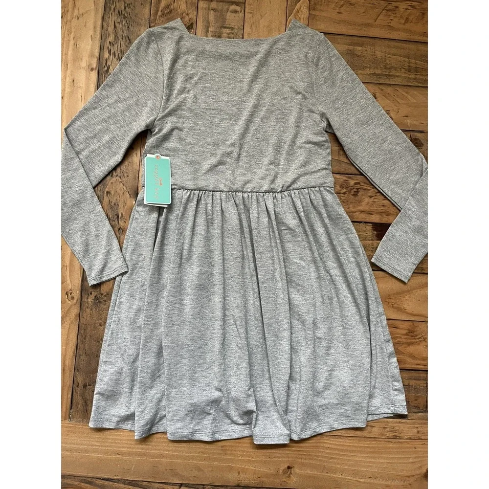NWT!  Girl's Medium Copper Key Gray Silver Glitter A Line Knit Dress